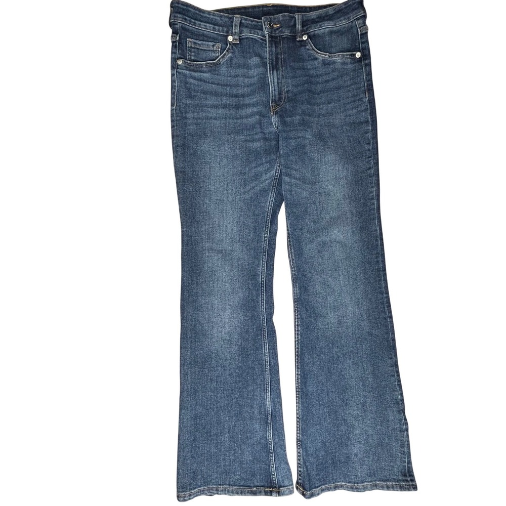 H&M Divided Womens High Waisted Flare Jeans Blue Medium Wash Size 12 32x30